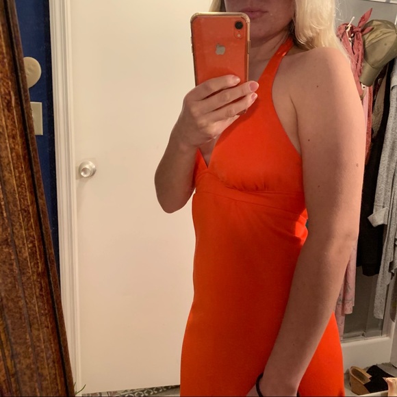 Vintage 70s Halter Plunge Maxi Dress Leg Slit S - Picture 15 of 15